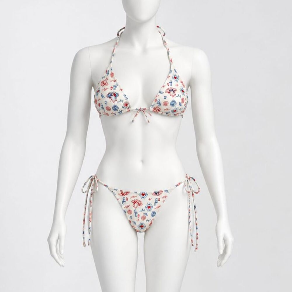 Dippin Daisys Bonjour Print Bikini Three Piece Set S